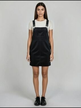 Black Corduroy Pinafore Overall Dress